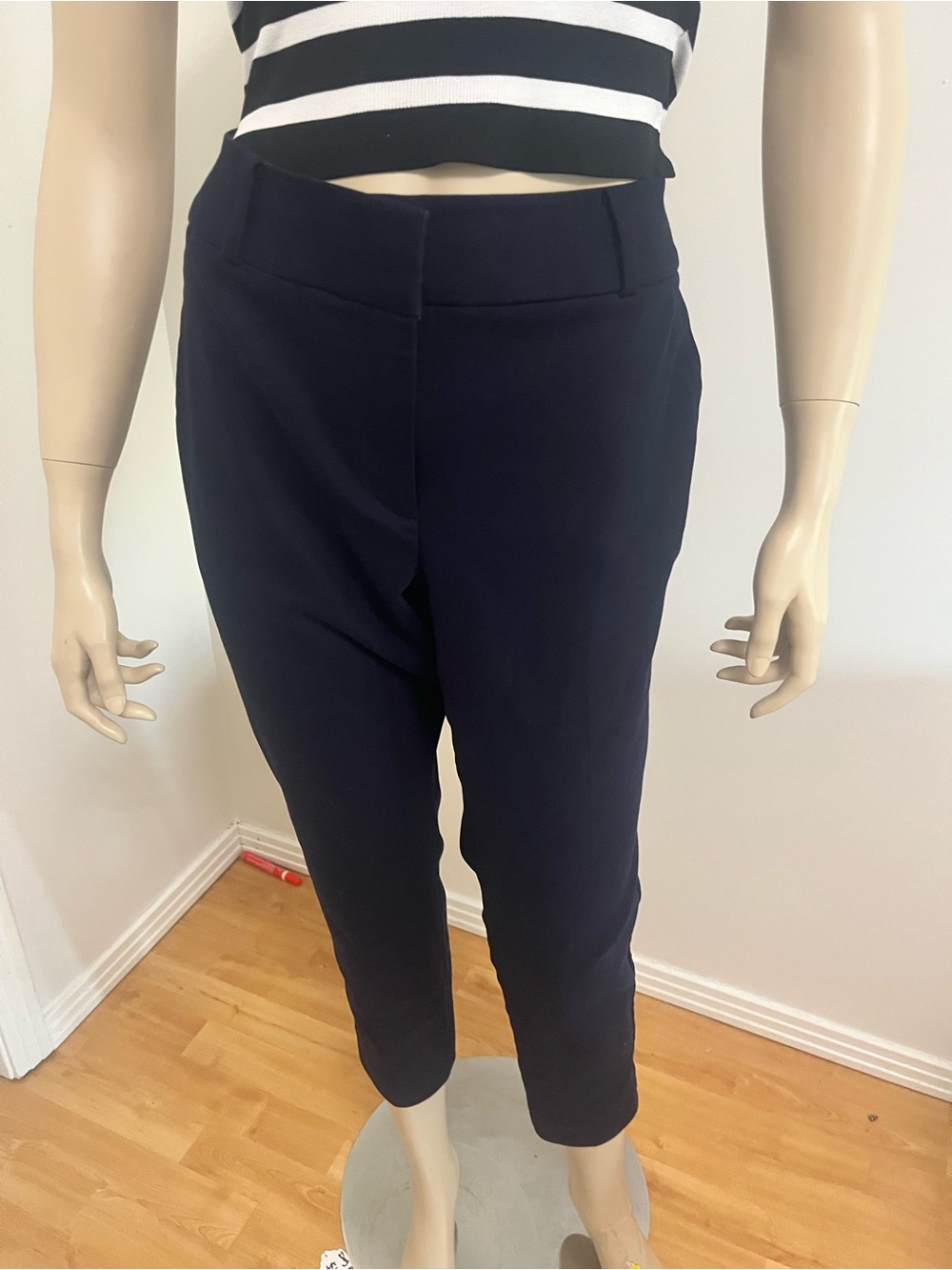 LOFT Navy Cropped Straight-Leg Pants